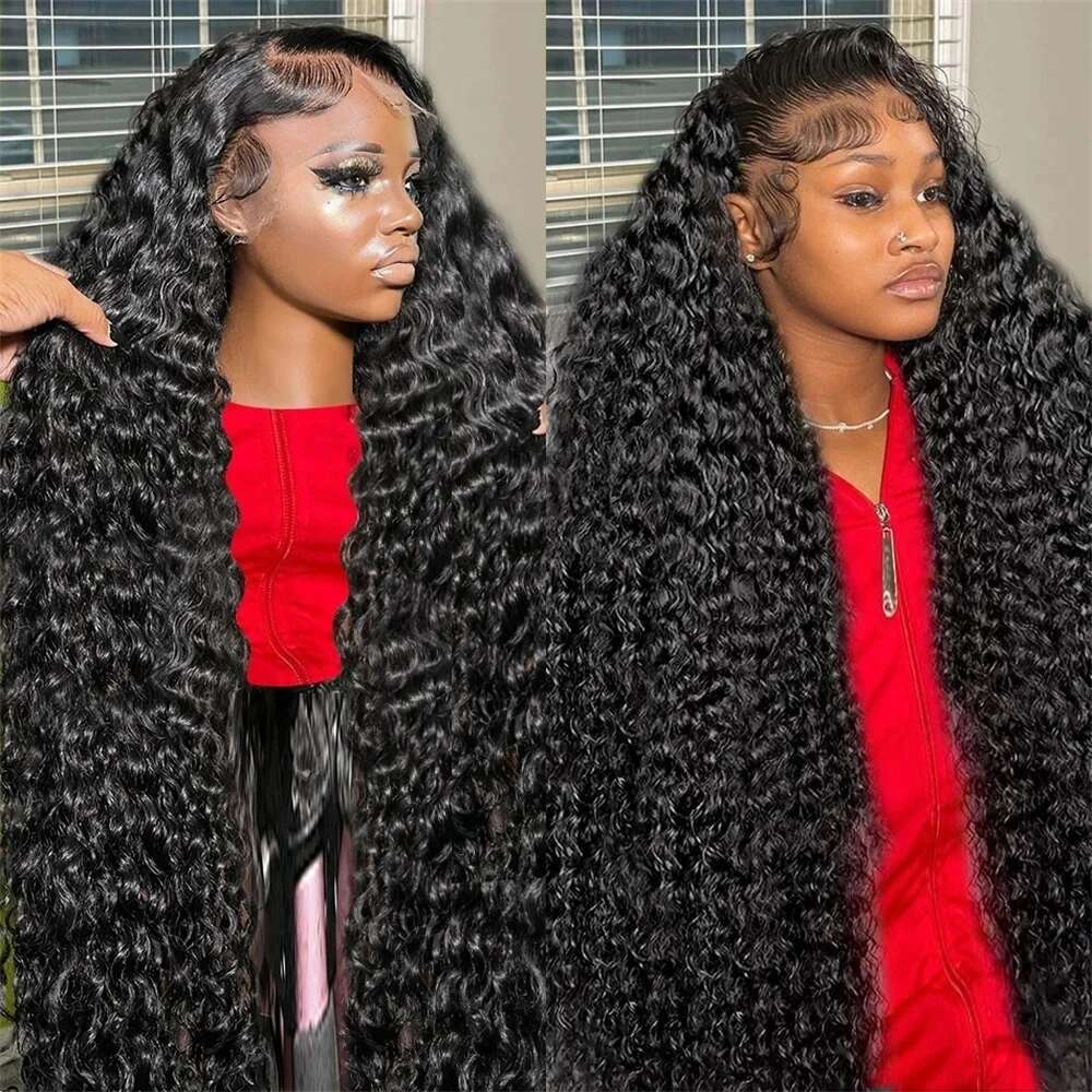 13x4 13x6 Full Frontal HD Transparent Lace 40 50 Inch Long Deep Wave Brazilian Remy Human Hair Pre plucked Wigs 200 Density
