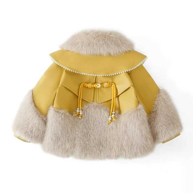 Girls New Autumn/Winter Fur Integrated Wool Lining Trendy Splicing Fur Sweater Fashion Cotton Mat Clothes M241018