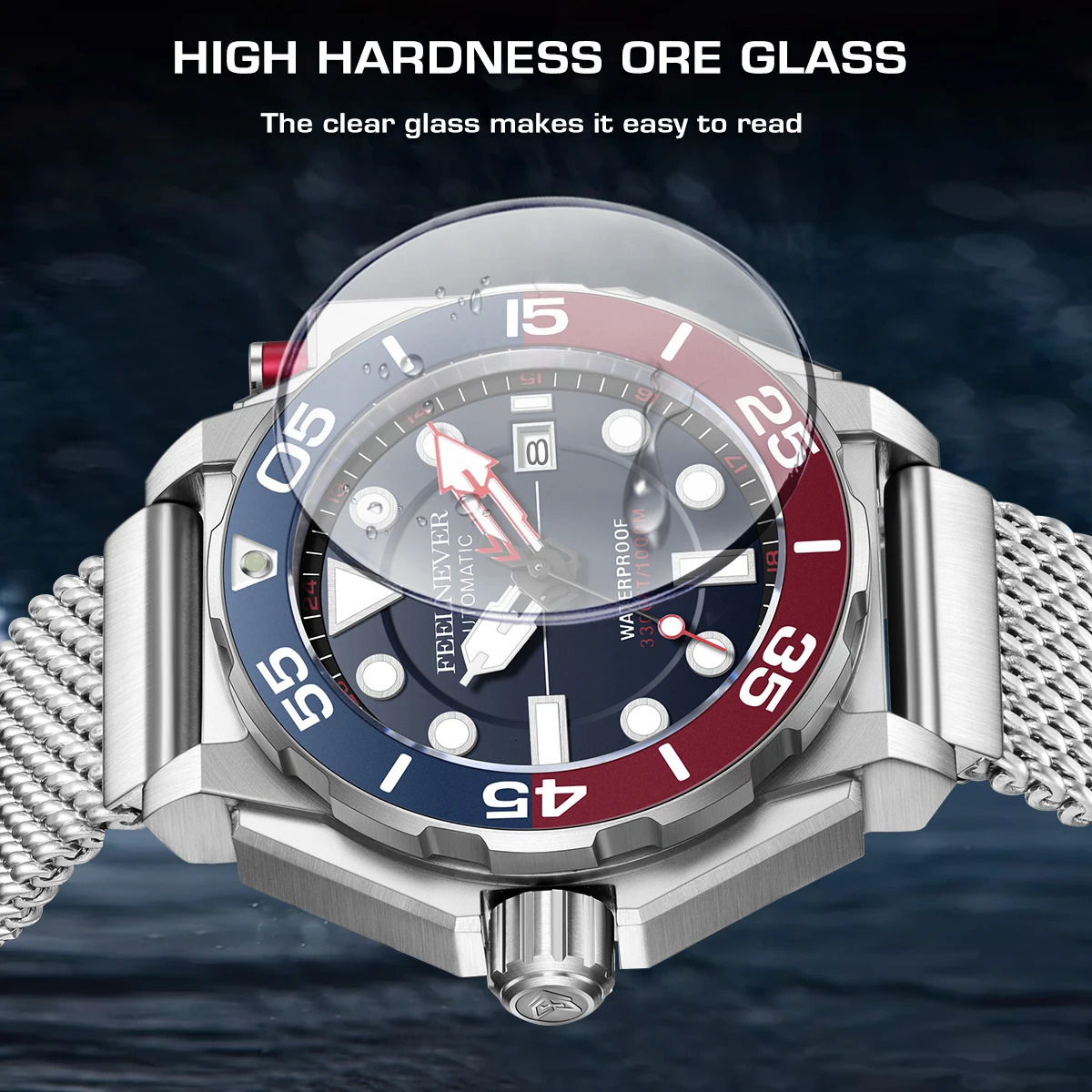 FeelNever mens y watch with 1000m waterproof BGW9 ultra bright relogios automatic mechanical 241009