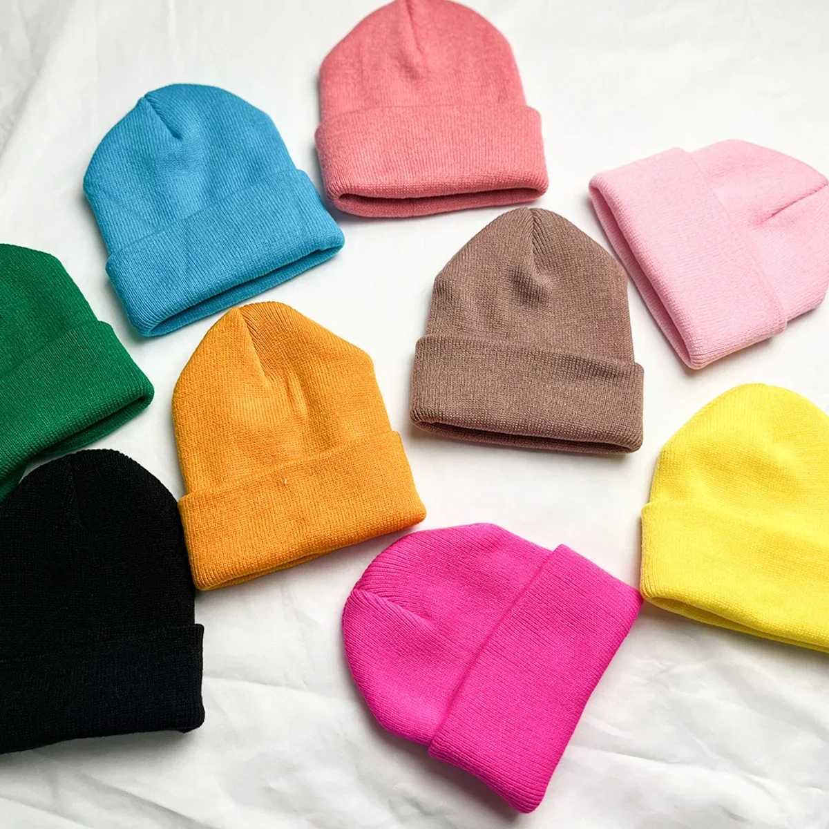 Parent-child Newborn Kids Adult Hat Winter Knitted Beanie Mother Kids Hat Girls Solid Crochet Bonnet Cap Infantil Wool Skullies LX241018