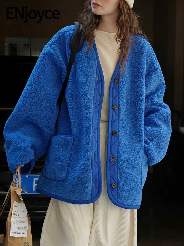 2024 Winter Women Vintage Lamb Wool Sheepskin Coat Streetwear Front and Back Two Wearing Jacket Casual Warm Outerwear JacketsX241018
