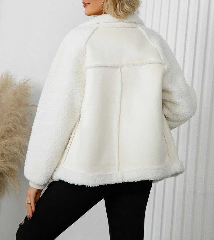 Female Clothing High End Handsome Lamb Wool Coat Temperament Commuting Womens Casual Thick Denim Leather Velvet Zipper JacketX241018
