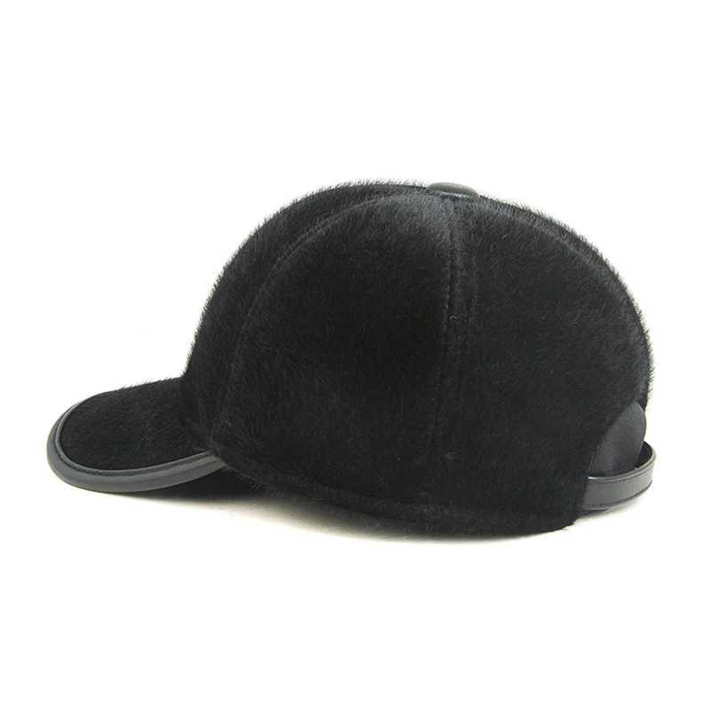 Fashion Men Newly outdoor Faux fur Baseball Cap With Earmuff Plus velvet Warm Winter Hats Middle-aged Thickened Snapback HatX241018