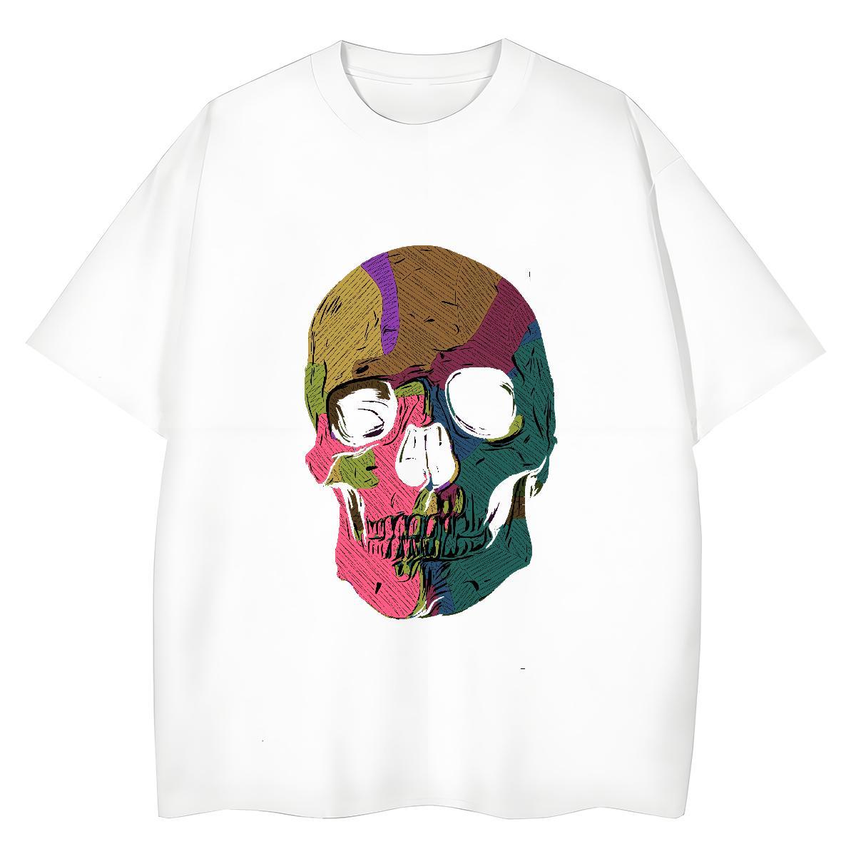 Classic Woman T Shirts 230g Pure Cotton Short Sleeve O-Neck Hip Hop skull Women Tshirts Soft Custom Printing Tops Tees