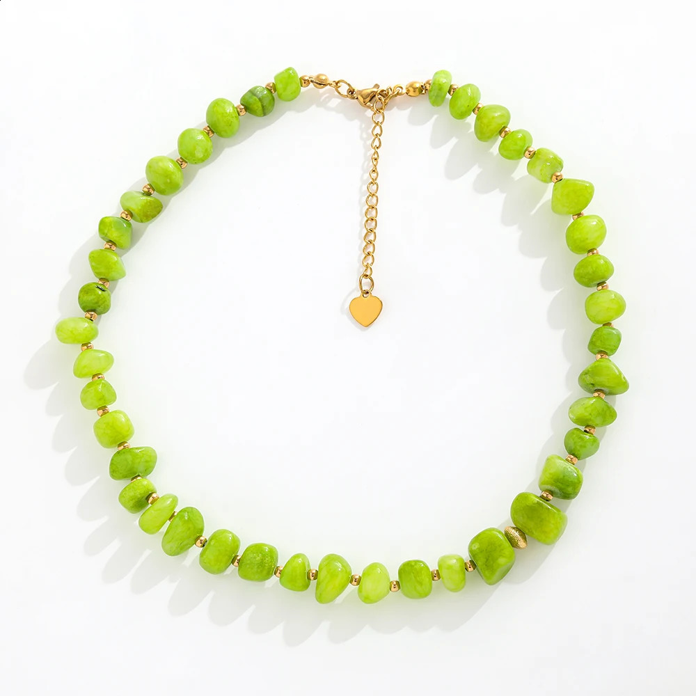 Joolim Jewelry Wholesale Fading Free Summer Beach Fashion Irregular Romantic Pink Natural Stone Stainless Steel Necklace 241018