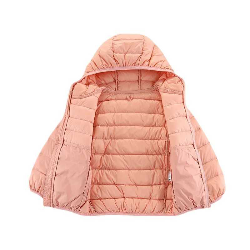 New childrens down jackets baby hooded thin down jackets childrens cotton lined jackets solid color jackets M241018