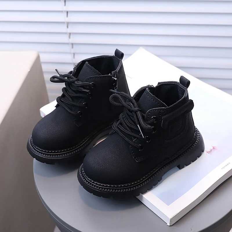 Boots Childrens Fashion Boots for Boys and Girls Autumn New Style Non slip Boots Fashion Leather Comfortable Side Zipper Solid Color Casual Shoes H241