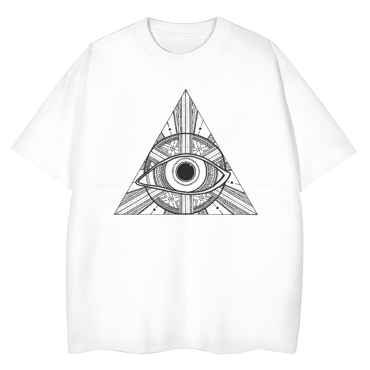 2024 T-Shirts for Women 230g Pure Cotton O Neck Short Sleeves Sport eye of the devil Women Tees Popular Customized Print Tops Tees