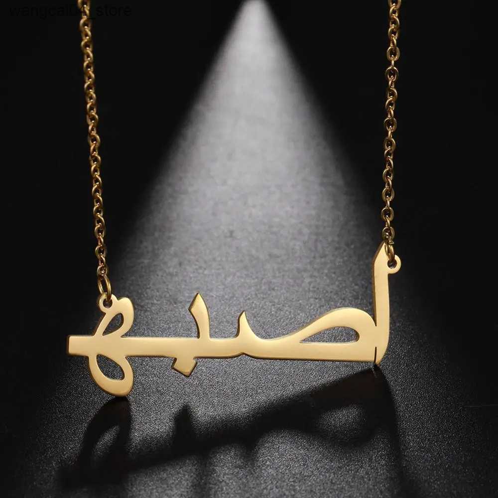 Chokers Sipuris Personalized Arabic Name Customized Necklace Mens Stainless Steel Chain Pendant Necklace Jewelry L240910