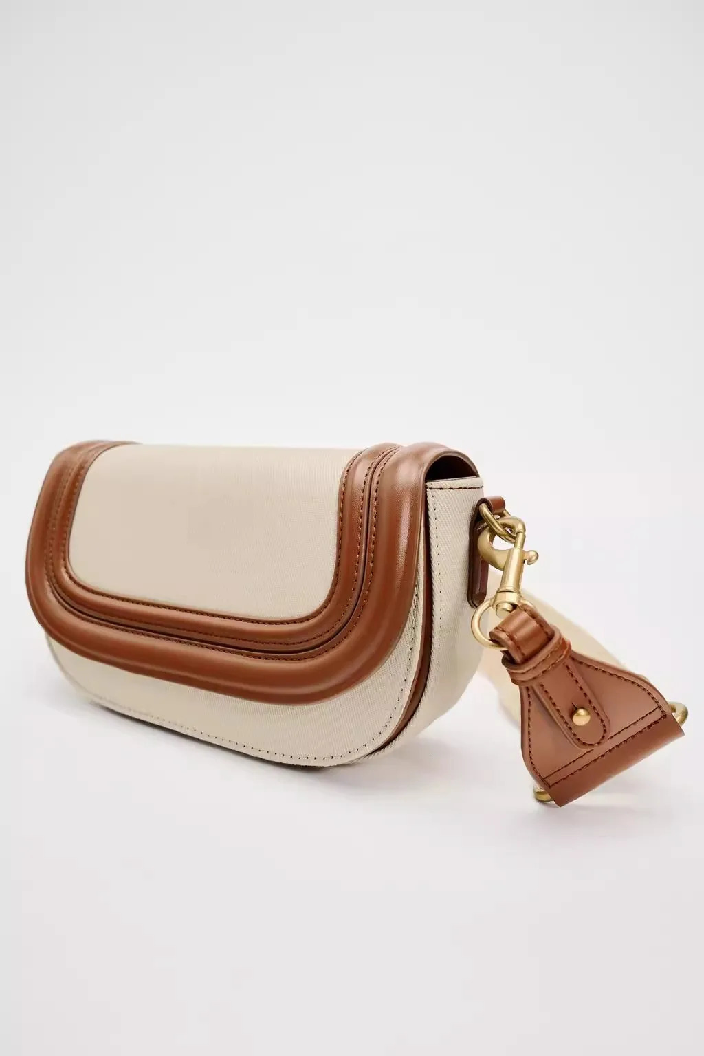 womens PU leather cross body bag retro small flip cover high-quality saddle messenger bag wide shoulder strap bag241018