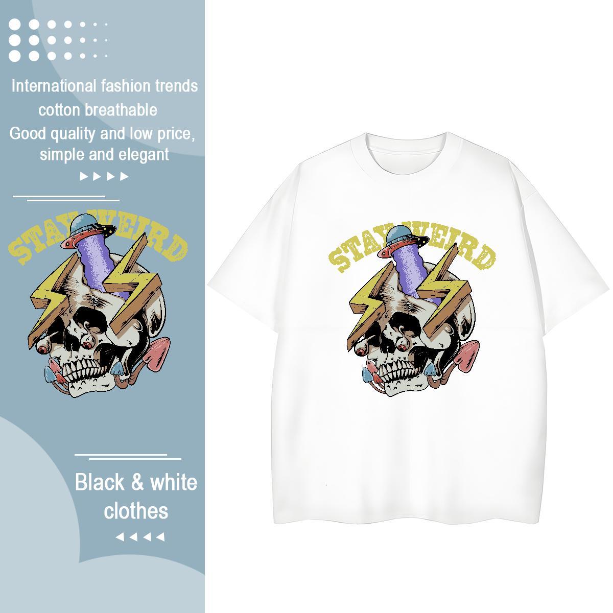 Designer Womens T Shirts 230g Cotton O-Neck Short Sleeve Street skull Womens Tshirts Brand Customized Print Clothings