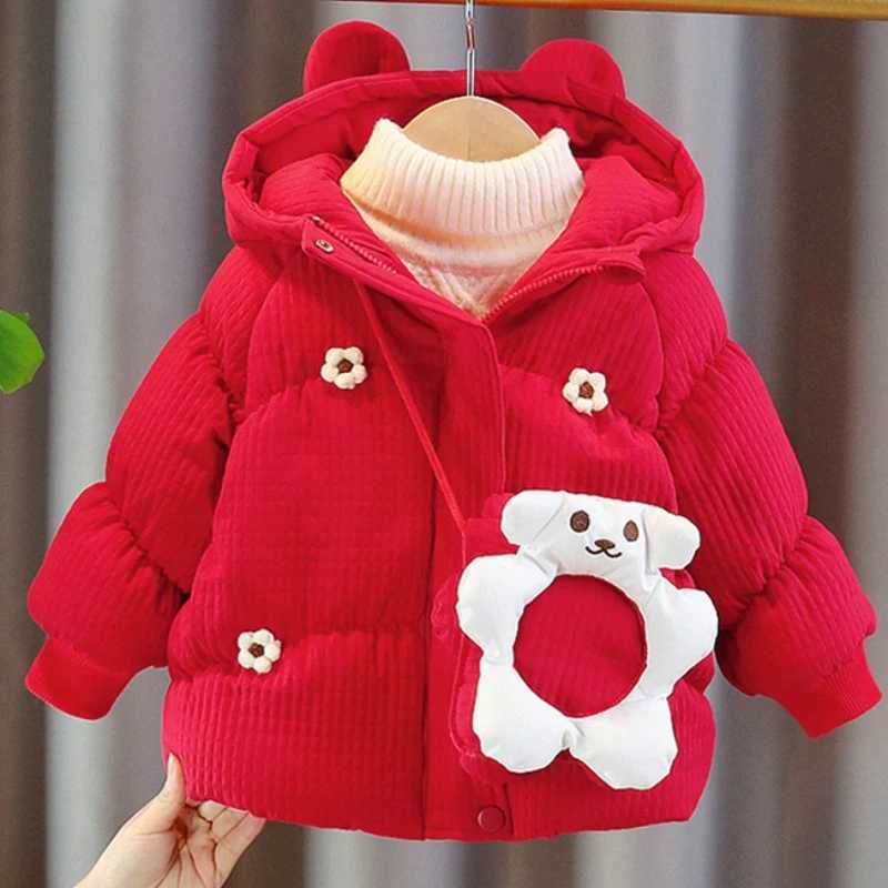 Womens outerwear cotton windproof jacket sweet thick velvet winter skiing suit childrens clothing M241018