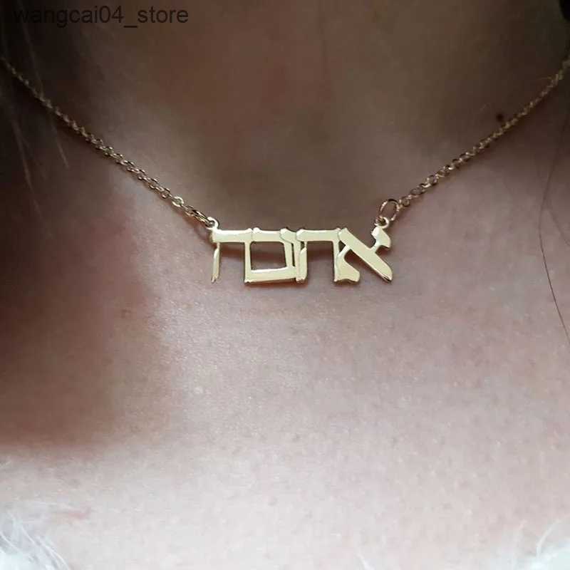 Chokers Customized Je Name Necklace Womens Personalized Hebrew Letter Stainless Steel Chain Necklace Gothic Custom Jewelry L240910
