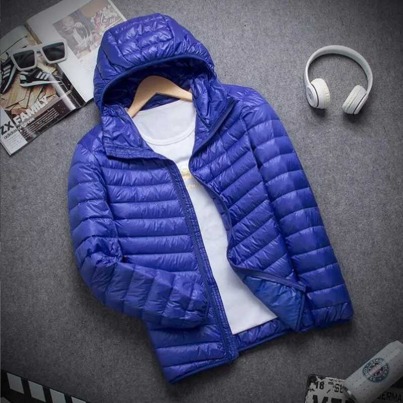 New Brand Autumn Winter Light Down Jacket Mens Fashion Hooded Short Large Ultra-thin Lightweight Youth Slim Coat Down Jackets LX241018
