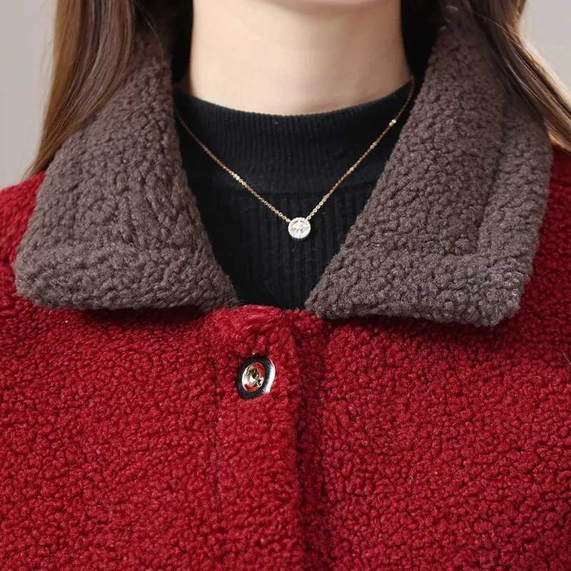 Winter Jacket 2023 New Womens Imitation Lamb Wool Coat Loose plush Warm Granular Fleece Cotton Padded Coats Parkas Female TopsX241018