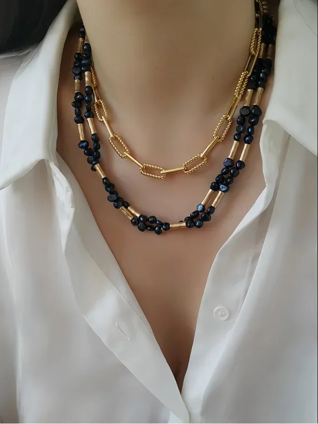 European and American niche n irregular natural pearl necklace 241017