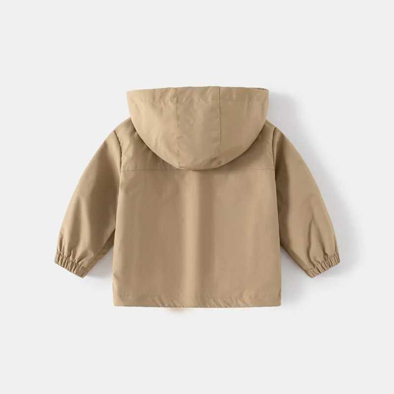 Childrens Hoodie Autumn Clothing Boys Casual V-neck Windproof Childrens Zipper Baby Hoodie Solid Color Hard Shell M241018