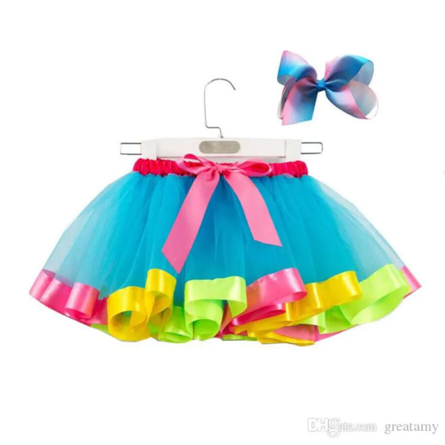 Mini Short Colors Rainbow Girls Dresses 2022 Plus Size Ruffles Puffy Tutu Skirts For Toddler Children Dance Party Holiday Wer Girl Dress Cg001