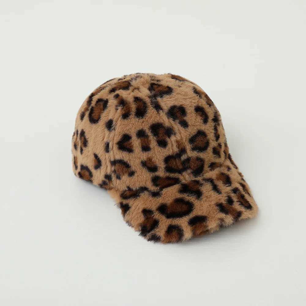 Autumn Winter Girl Kid Plus Velvet Warm Leopard Peaked Cap Boy Baby Fashion Fleece Windproof Baseball Hat Children Solid Caps LX241018