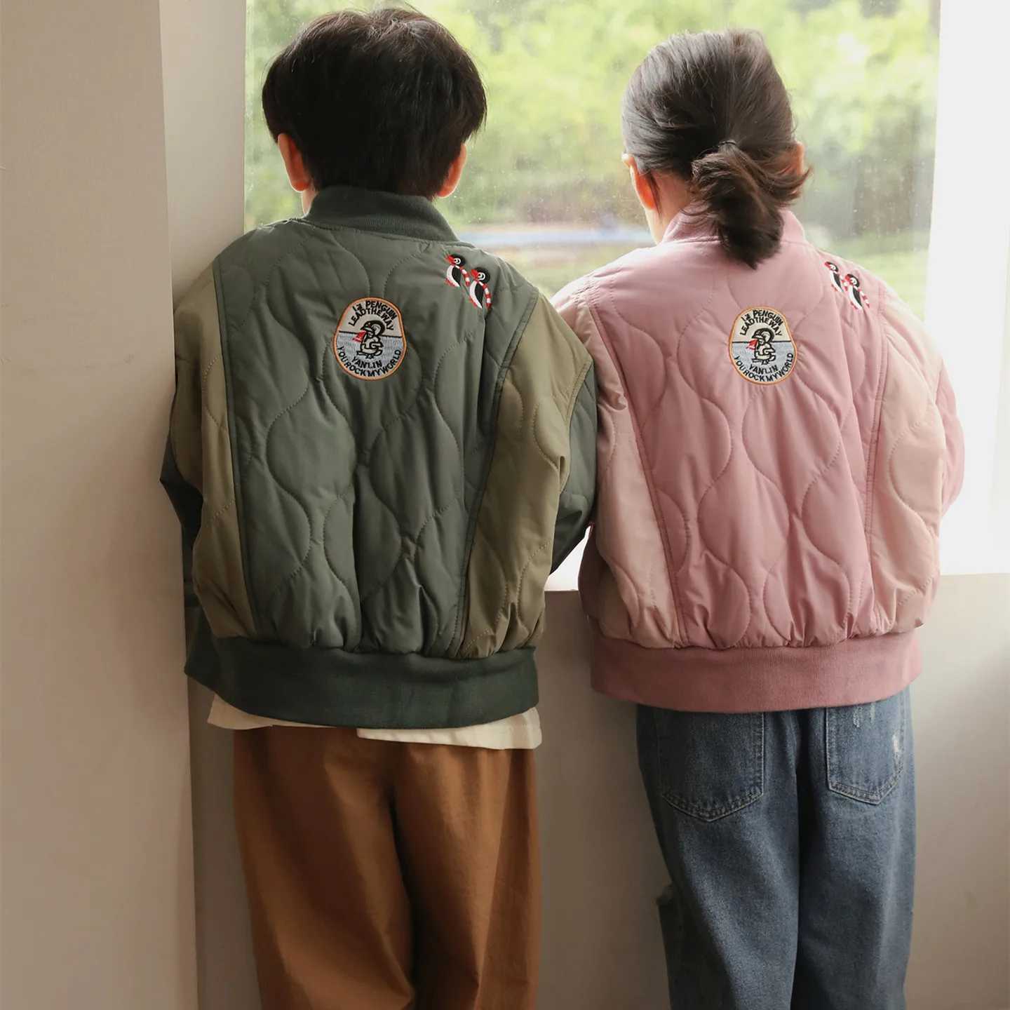 Winter childrens baseball uniform jacket baby boys thick cotton jacket childrens clothing girls down jacket 2-8Y M241018