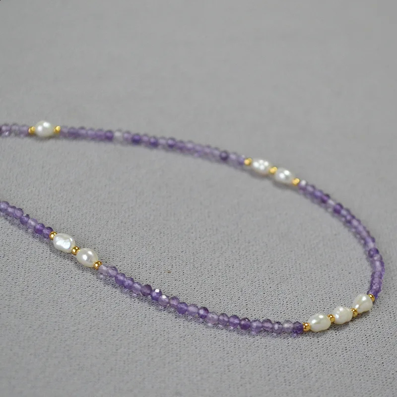 18K brass natural pearl crystal necklace for womens jewelry punk runway rare dress bohemian Japan Korea 241017