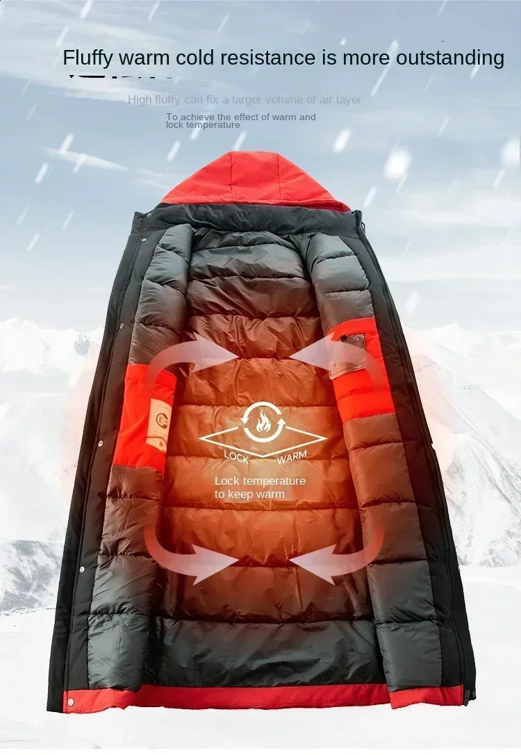Winter Jacket Mens Long Business Thickened Down Cotton Warm Parkas Mens Street Snow Cold-proof Hooded Padded Coat 241017