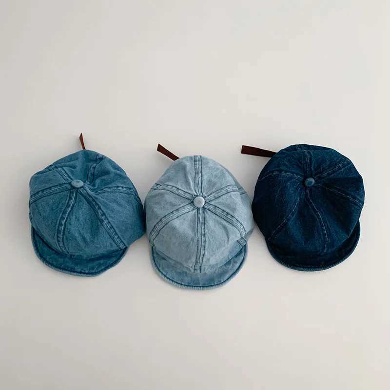 New Denim Baby Baseball Caps Korean Soft Brim Boy Girl Peaked Cap Vintage Summer Outdoor Toddler Kids Sunscreen Hats LX241018