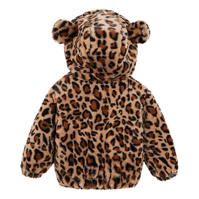 Childrens Womens Clothing Winter Leopard Coat Childrens Mens Wool Warm Hoodie Long Sleeve Hoodie M241018