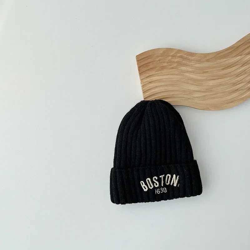 New BOSTON Letter Baby Hat Winter Warm Baby Boys Girls Hat Bonnet Soft Ear Protection Infant Toddler Knitted Kids Cap Beanies LX241018