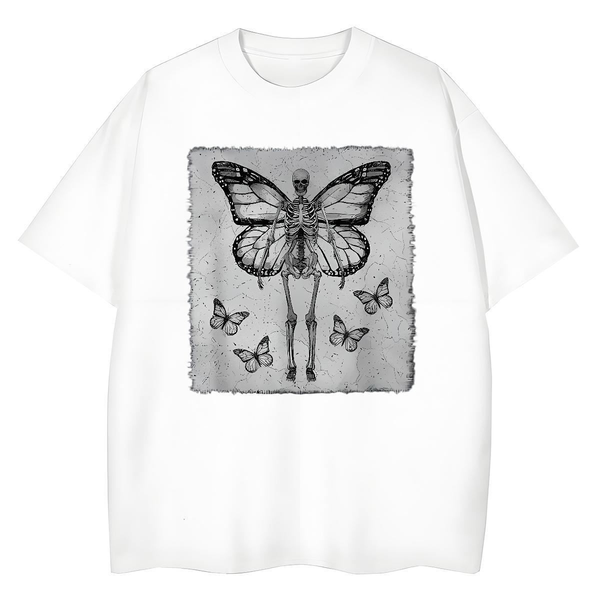 Fashion New T Shirts Women 230g Pure Cotton Breathable Short Sleeve Casual Beach butterfly Couples T Shirts Nice DIY Printed Top Tees