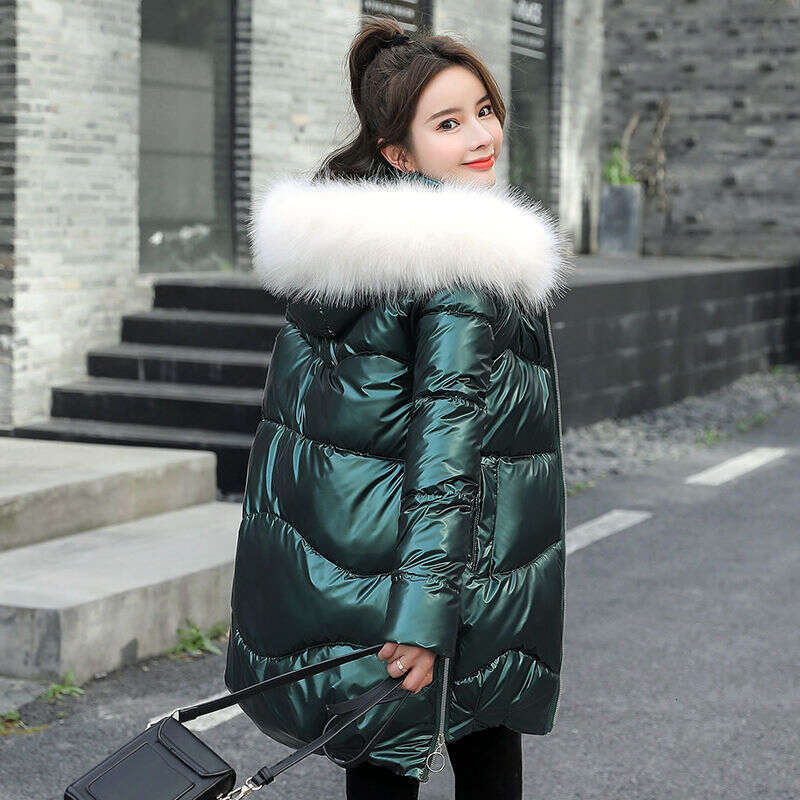 New Winter Parkas Women Glossy Down Hooded Parka Warm Female Cotton Padded Jacket Casual Outwear P985