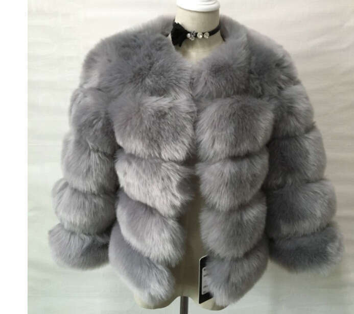 Fur fox imitation Womens short long sleeved artificial fur coat