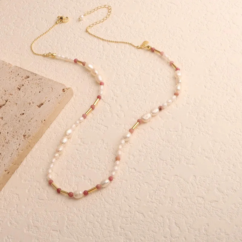 Minar Bohemia Colored Crystal Natural Stone Freshwater Pearl Bead Necklace for Women 14K Real Gold Copper Necklace 241018
