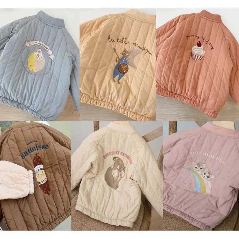Winter Childrens Jacket Cartoon Embroidery Childrens Thick Cotton Coat Autumn Boys and Girls Thick Cotton Coat M241018