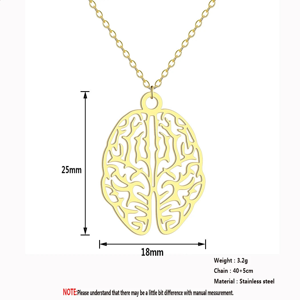 Stainless Steel Neurology Brain Pendant Necklace For Women Men Psychology Science Biology Jewelry 241010