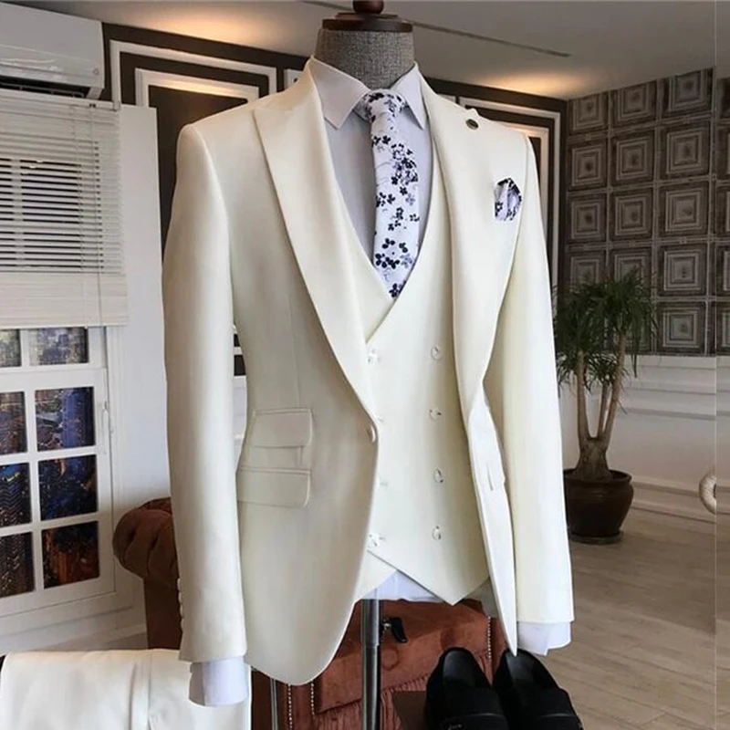 Formal Groom Tuxedo For Wedding Prom Business Men Suits 3 Pieces Slim Fit Male Fashion Jacket Vest With Pants 2024