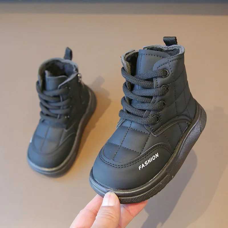 Boots Kids Shoes Boots for Girl 2023 Winter Versatile Childrens Ankle Cotton Boots Fashion Solid Color Causal Boys Warm Plush Boots H241018