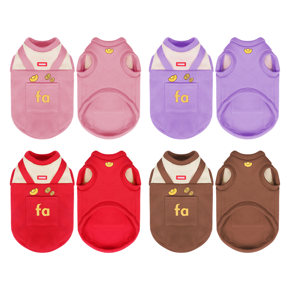 New cat clothing for autumn and winter, warm dog hoodie, fake two-piece cloth doll, short fur cartoon windproof pet vest