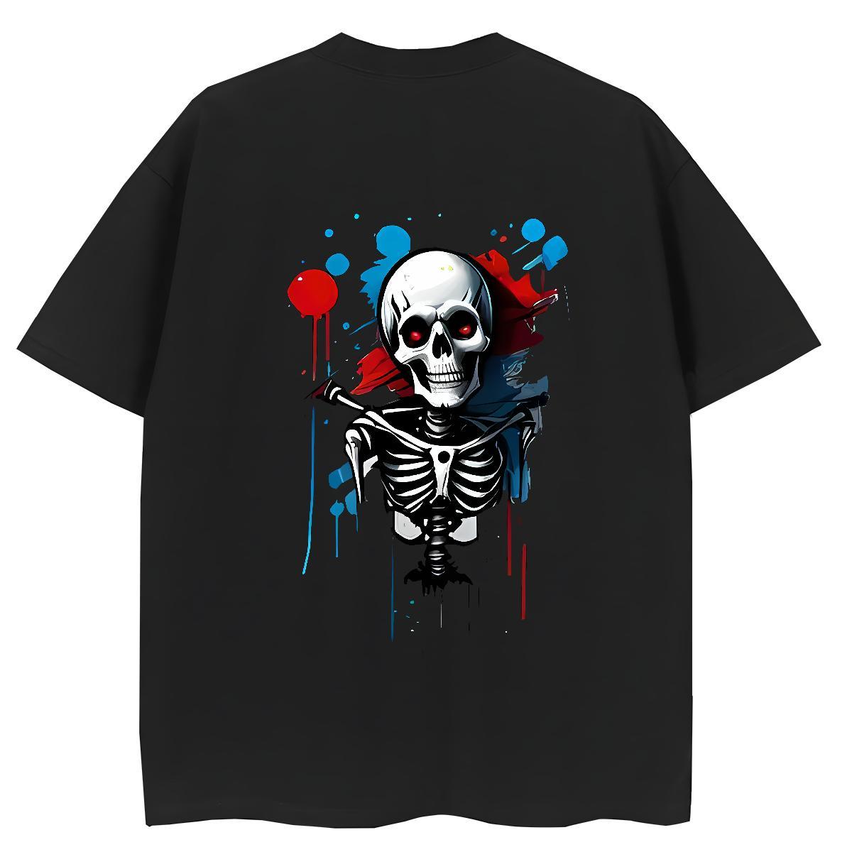 2024 DIY T Shirts Women 230g Cotton Breathable Soft Daily Wear skull Women Tshirts Popular Anime Print Top Tees