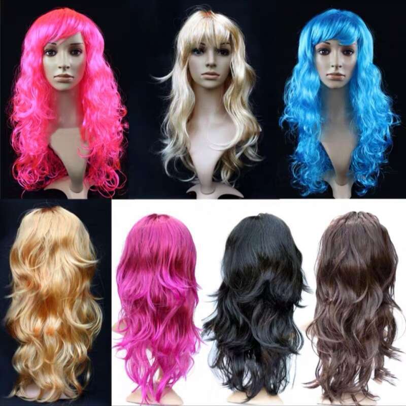 Colorful Cover Tiktok Live Broadcast KTV Big Curl Party Funny Long Wave Wig Props