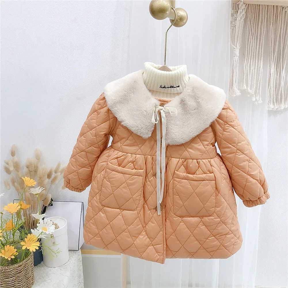 Girls outerwear cotton outerwear new warm and thick winter gift childrens clothing M241018