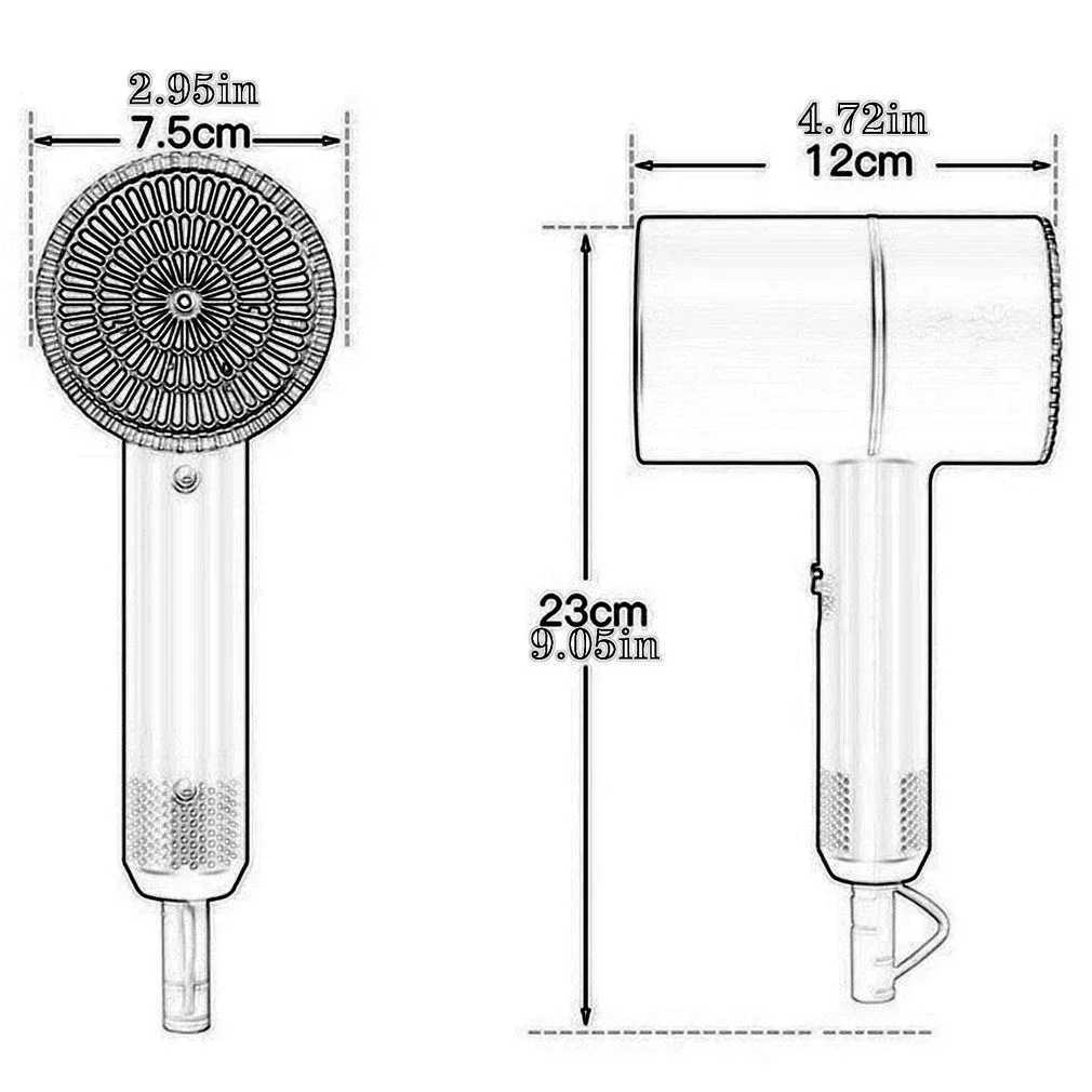 Portable Hair Dryer Strong Wind Hammer Blower Salon Dryer Hair Negative Ionic Hammer Blower Home Electric Blue Light Blow DrierXJ241017