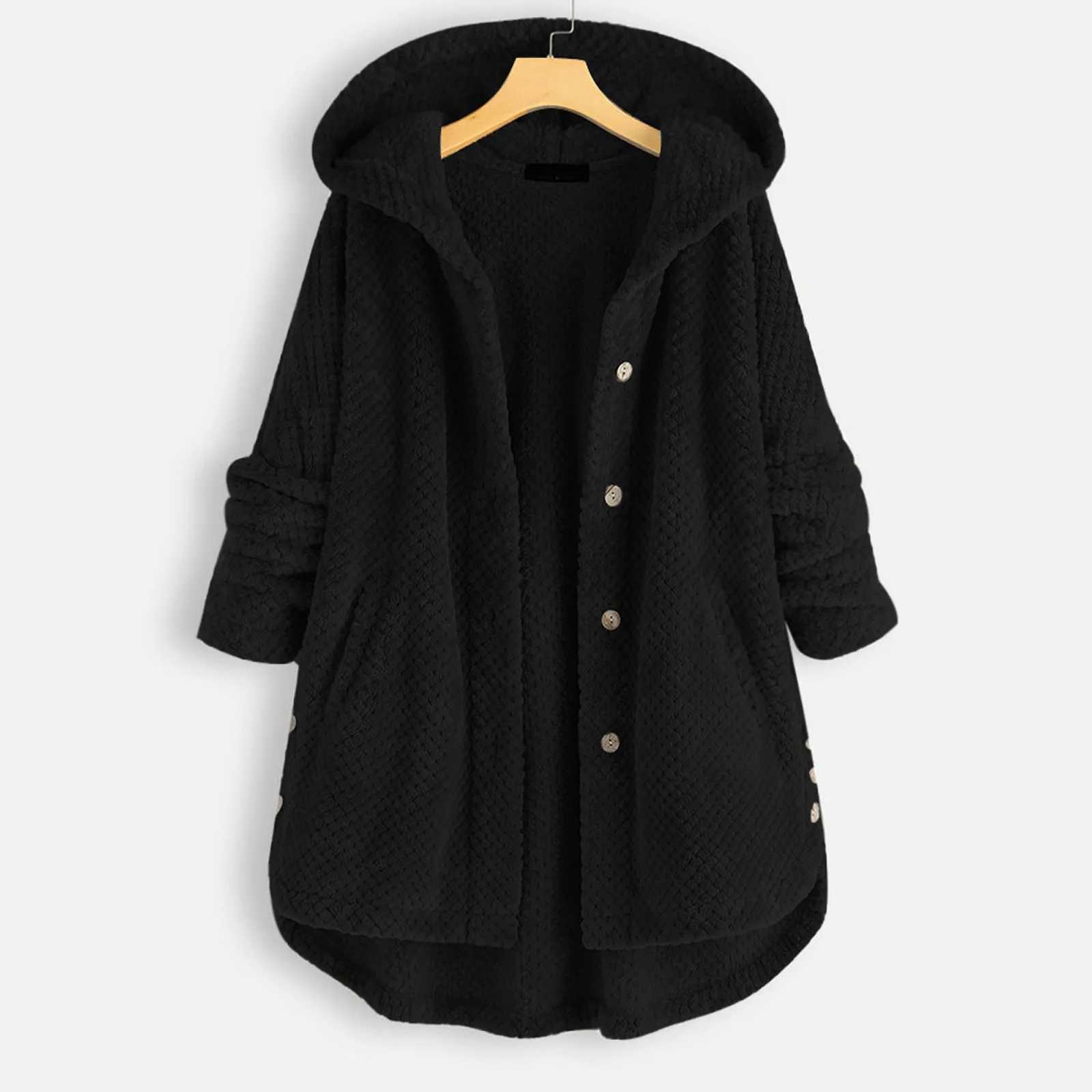 Lamb Wool Jacket Winter Warm Plush Coat Single Breasted Hooded Sweatshirt Korean Women Clothes 2023 New Oversize Loose OuterwearX241018