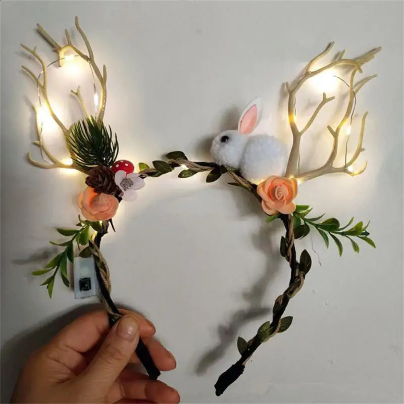 Christmas party reindeer antlers cute headband cosplay female antlers tree branches flower Christmas headband 241018