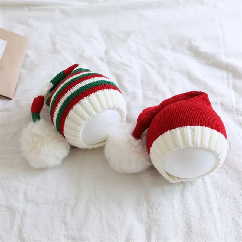 Suefunskry Christmas Knitting Hat Winter Warm Striped Beanie Cap Cold Weather Pom Hat for Kids and Adults LX241018