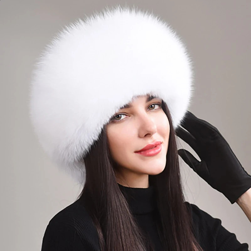 Style Winter Russian 100% Natural Real Fox Fur Hat Women Quality Bomber Hats Genuine Caps 241017 - view 6