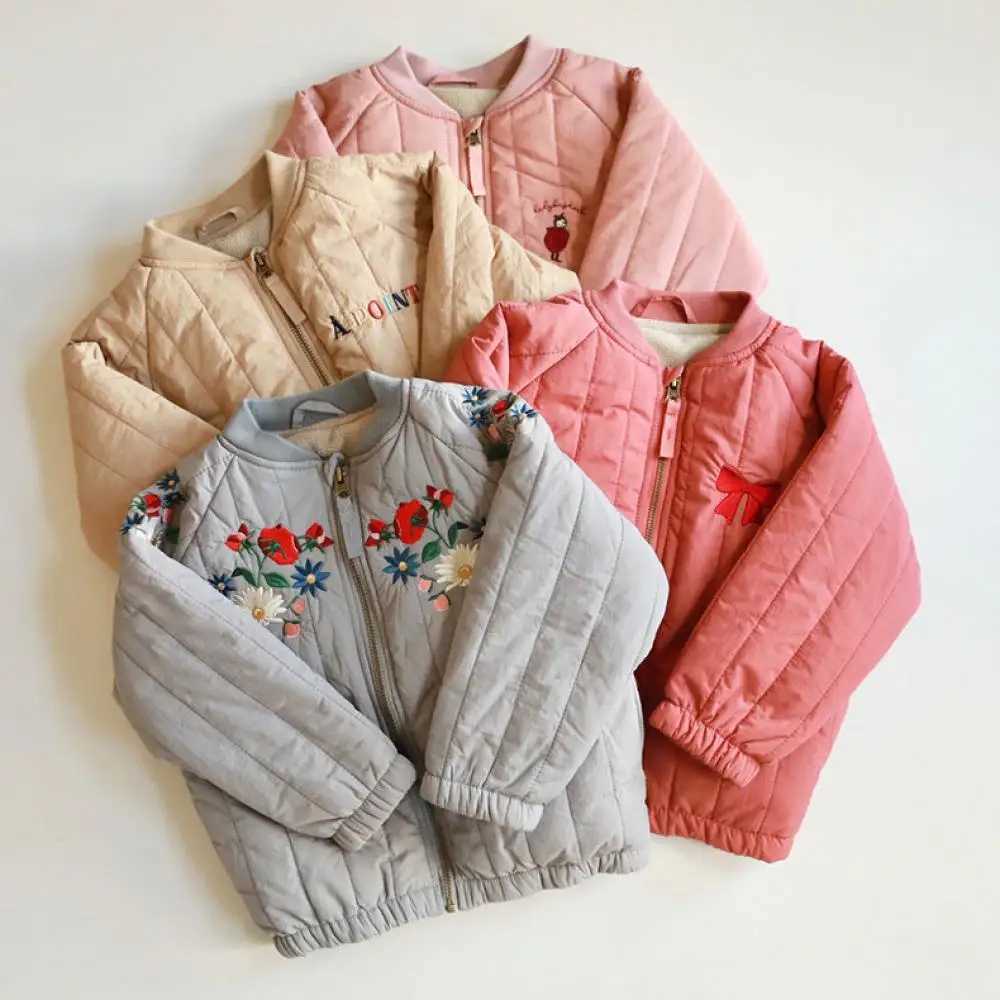 New Girl Autumn Heavy Coat Baby Boys Embroidered Cotton Jacket Childrens Fashion Cowboy Baseball Jacket M241018