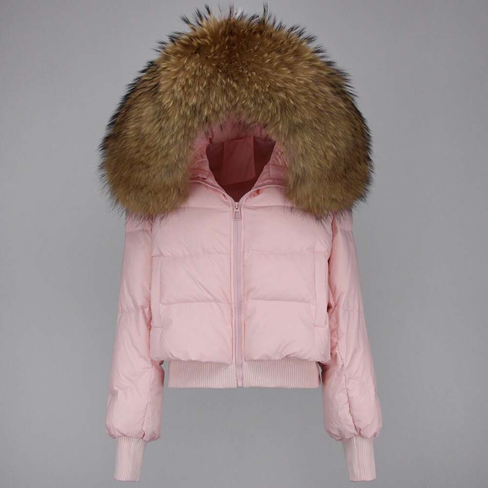 2024 New Real Raccoon Fox Fur Coat Duck Women Down Outerwearbig Collar Winter Jacket Natural Warm Loose Streetwear