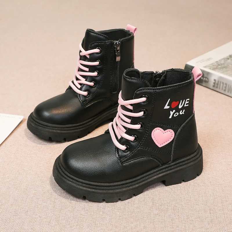 Boots Girls Ankle Boots Non-slip Kids Fashion Performance Boots Heart Children Princess Catwalk Boots Anti-Slippery Size 26-37 H241018