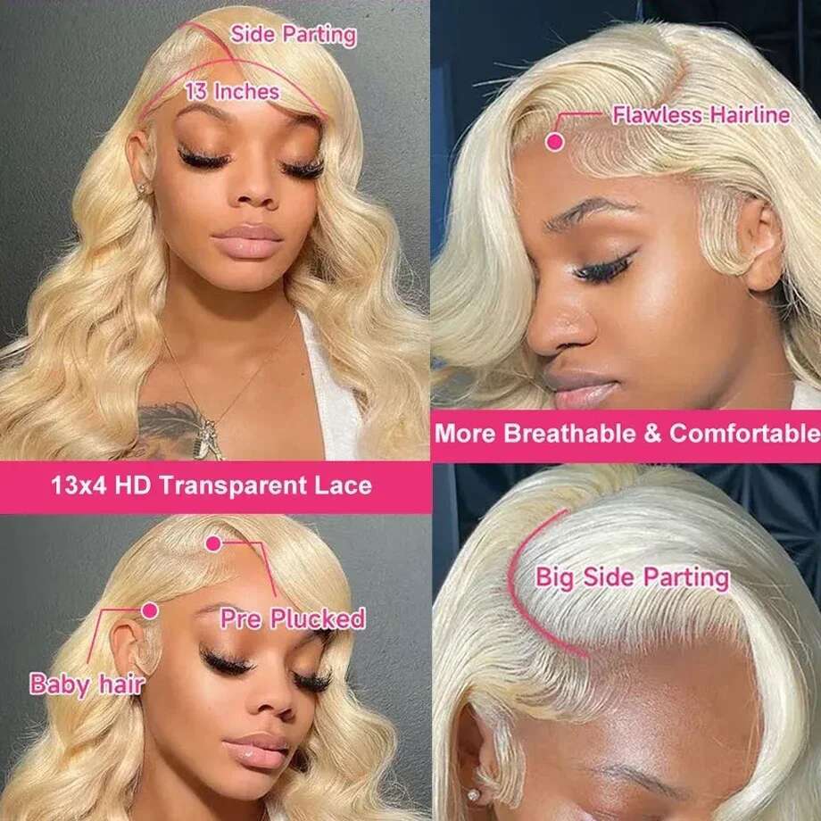 200 Desnity HD Transparent 13x4 13x6 613 Blonde Colored Body Wave Full Frontal Lace Human Hair Wigs Lace Front Wigs 34 36 Inch
